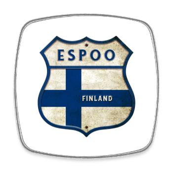 Espoo Finnland Wappen Design - Viereckiger Kühlschrankmagnet - Weiß - Vorne