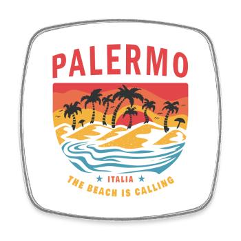 Palermo Italy Beach Design - Square fridge magnet - white - Front