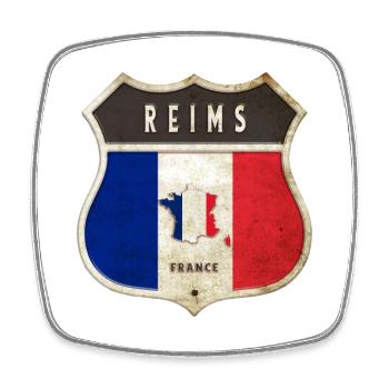 Reims France Coat of Arms Flags Design - Square fridge magnet - white - Front