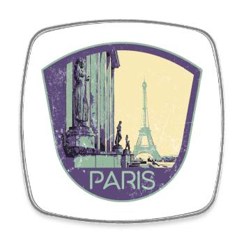 Badge retro, Paris France est ma ville natale - Magnet carré - blanc - Devant