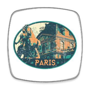 Badge retro, Paris France est ma ville natale - Magnet carré - blanc - Devant