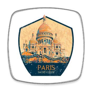 Badge retro, Paris France est ma ville natale - Magnet carré - blanc - Devant