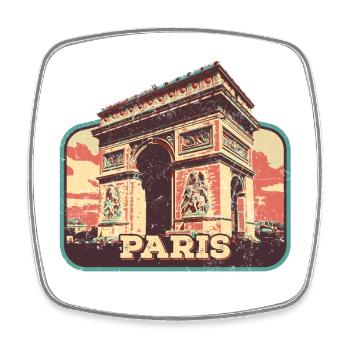 Badge retro, Paris France est ma ville natale - Magnet carré - blanc - Devant