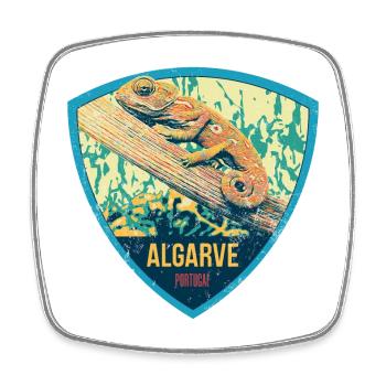 Algarve Portugal, plage été soleil caméléon rétro - Magnet carré - blanc - Devant