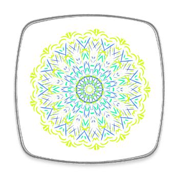 Leuchtendes Mandala Neon Design - Viereckiger Kühlschrankmagnet - Weiß - Vorne