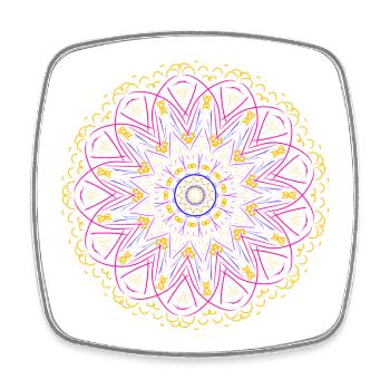 Leuchtendes Mandala in Neonfarben - Viereckiger Kühlschrankmagnet - Weiß - Vorne