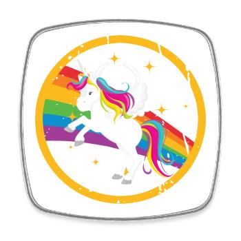 Fabelhafter Einhorn mit Regenbogenmähne - Viereckiger Kühlschrankmagnet - Weiß - Vorne