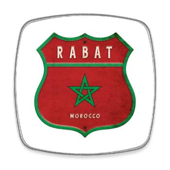 Rabat Morocco Coat of Arms Flags Design - Square fridge magnet - white - Front
