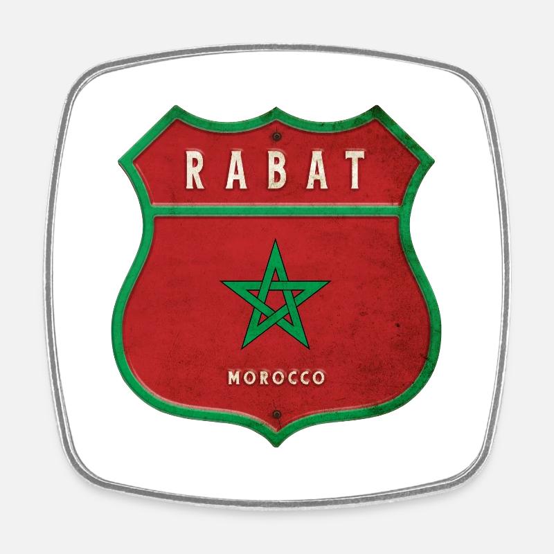 Rabat Maroc Armoiries Drapeaux Design - Magnet carré - blanc