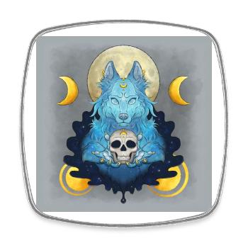 Blue Ink Spirits Posters - Lunar Witch Wolf - Square fridge magnet - white - Front