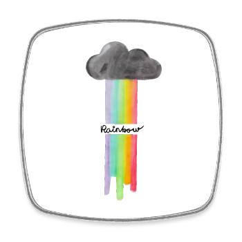 Rainbow Cloud Drops - Square fridge magnet - white - Front