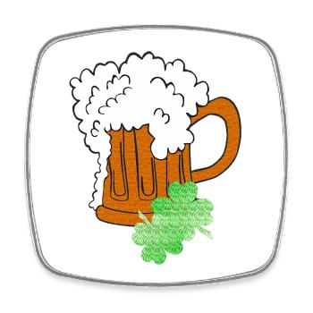 Kleeblätter, Bierkrug, St. Patrick´s Day - Viereckiger Kühlschrankmagnet - Weiß - Vorne