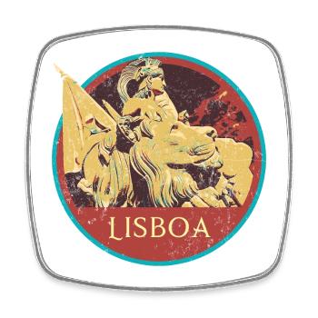 Lisbon Portugal, augusta street - Square fridge magnet - white - Front