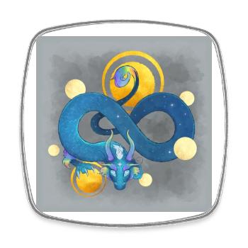 Blue Ink Spirits Posters - Rainbow Blue Dragon - Square fridge magnet - white - Front