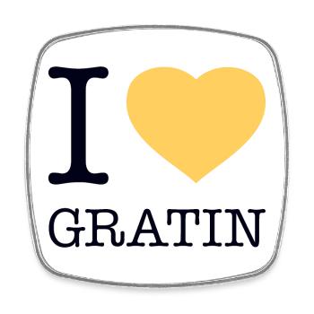 I LOVE GRATIN Kartoffeln - Viereckiger Kühlschrankmagnet - Weiß - Vorne