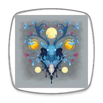 Blue Ink Spirituosen Poster - Cerf Nocturne Fleuri - Viereckiger Kühlschrankmagnet - Weiß - Vorne
