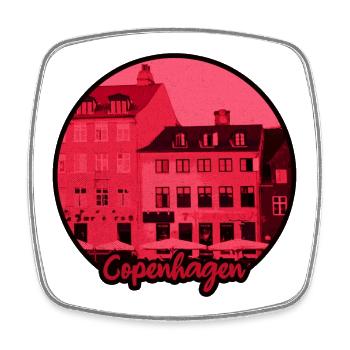Silhouette de Copenhague en rouge - Magnet carré - blanc - Devant