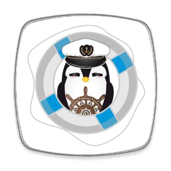 niedlicher Pinguin als Kapitän im Marine Look - Viereckiger Kühlschrankmagnet - Weiß - Vorne