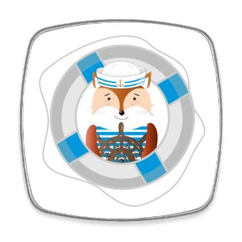 niedlicher Fuchs als Seemann im Marine Look - Viereckiger Kühlschrankmagnet - Weiß - Vorne