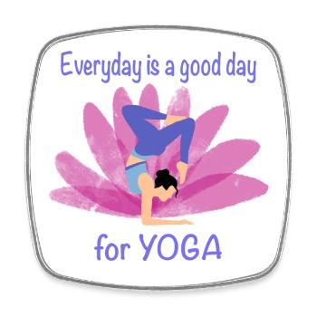 Everyday yoga with flower accent - Square fridge magnet - white - Front