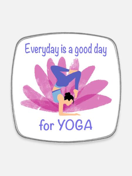 Everyday yoga with flower accent - Square fridge magnet - white