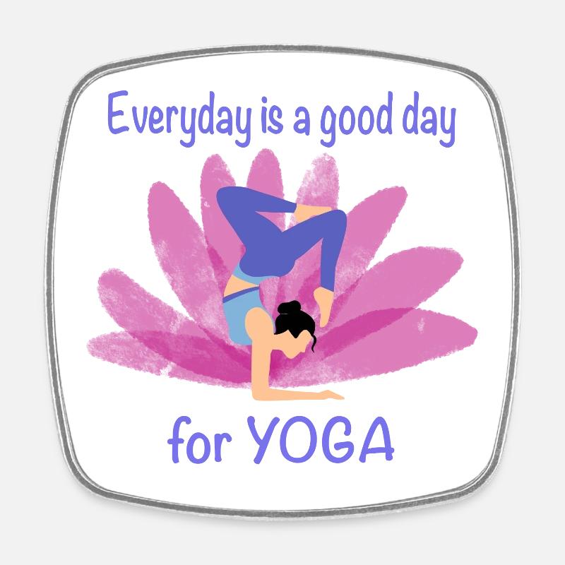 Everyday yoga with flower accent - Square fridge magnet - white