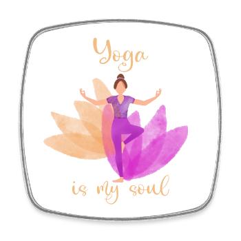 Yoga - Viereckiger Kühlschrankmagnet - Weiß - Vorne