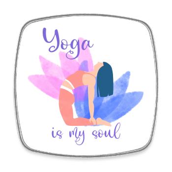 Yoga Is My Soul – Colored Pose - Square fridge magnet - white - Front