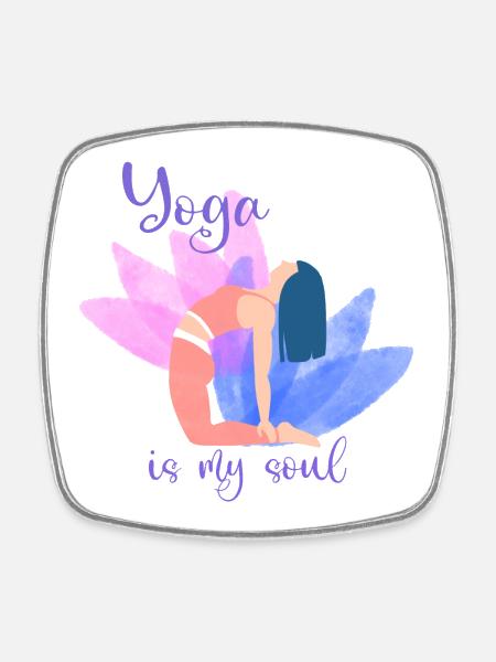 Yoga Is My Soul – Colored Pose - Square fridge magnet - white