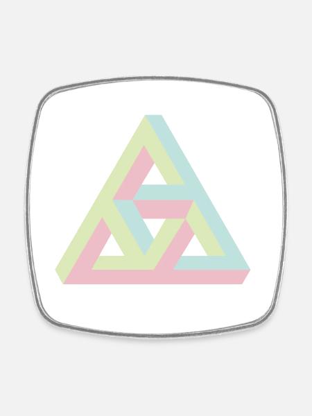 Motif de triade géométrique aux couleurs pastel - Magnet carré - blanc
