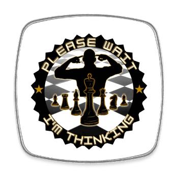 Schach bitte warten Ich denke nach - Viereckiger Kühlschrankmagnet - Weiß - Vorne