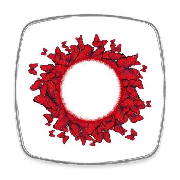 beaucoup de papillons rouges cadres imaginatifs - Magnet carré - blanc - Devant