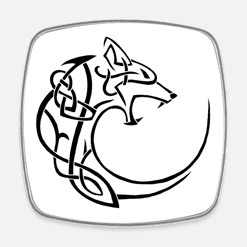 loup lunaire noir - Magnet carré - blanc