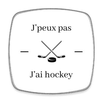 Je peux pas jai hockey - Magnet carré - blanc - Devant