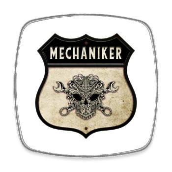 Mechanic Skull Coat of Arms - Square fridge magnet - white - Front