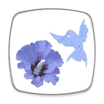 geschenke mit kolibris, Kolibrisilhouette Hibiskus - Viereckiger Kühlschrankmagnet - Weiß - Vorne