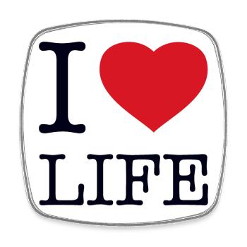 I LOVE LIFE - Square fridge magnet - white - Front