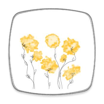 Gelbe Blumen - Viereckiger Kühlschrankmagnet - Weiß - Vorne