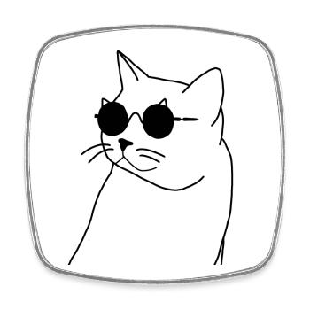 Katze mit Brille - Viereckiger Kühlschrankmagnet - Weiß - Vorne