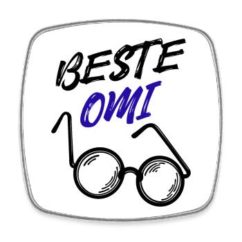 Oma Großmutter Beste Omi Brille Statement - Viereckiger Kühlschrankmagnet - Weiß - Vorne
