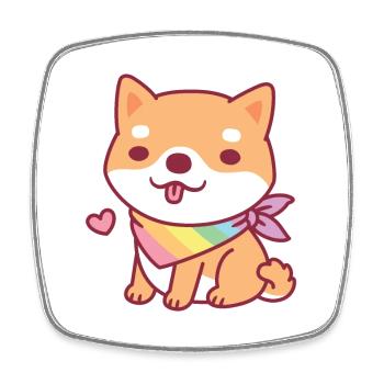 Süßes Shiba Inu mit Regenbogen-Bandana - Viereckiger Kühlschrankmagnet - Weiß - Vorne