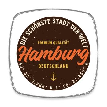 Hamburg Hafen Rundbadge - Viereckiger Kühlschrankmagnet - Weiß - Vorne