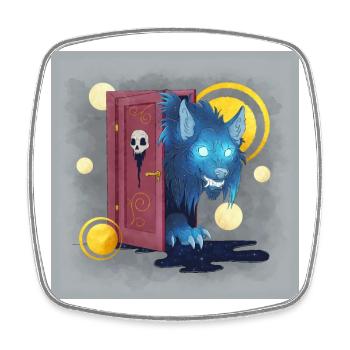 Blue Ink Spirits Poster - Böser Wolf an der Tür - Viereckiger Kühlschrankmagnet - Weiß - Vorne