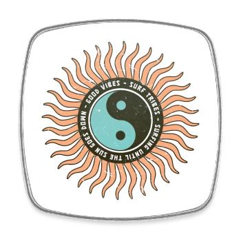Surfdesign – Surf Tribes - Viereckiger Kühlschrankmagnet - Weiß - Vorne