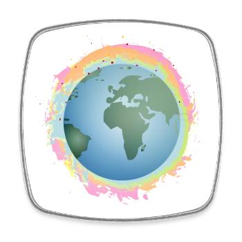 colorful planet Earth with green continents - Square fridge magnet - white - Front