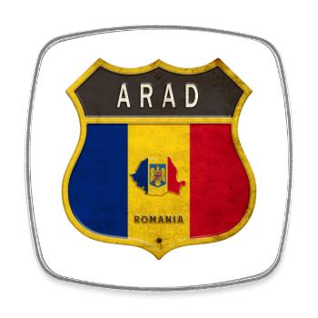 Armoiries de la Roumanie d'Arad - Magnet carré - blanc - Devant