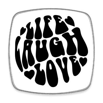 Retro Psychedelische "Live Laugh Love" Grafik - Viereckiger Kühlschrankmagnet - Weiß - Vorne