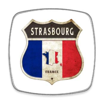 Straßburg Frankreich Wappen Flaggen Design - Viereckiger Kühlschrankmagnet - Weiß - Vorne