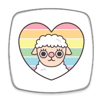 Cute Sheep Rainbow Heart Subtle Pride - Square fridge magnet - white - Front