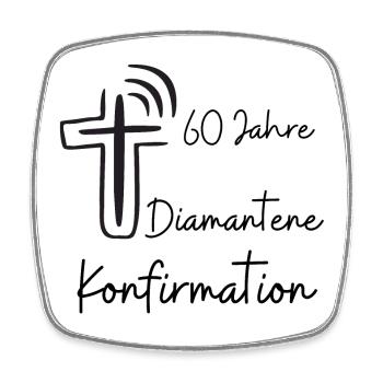 Diamantene Konfirmation 60 Jahre Jubelkonfirmation - Viereckiger Kühlschrankmagnet - Weiß - Vorne